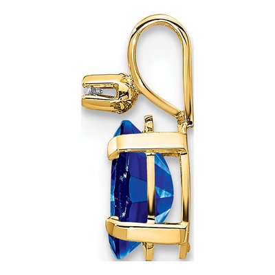 14K Yellow Gold Sapphire & Diamond Birthstone Pendant – view 2