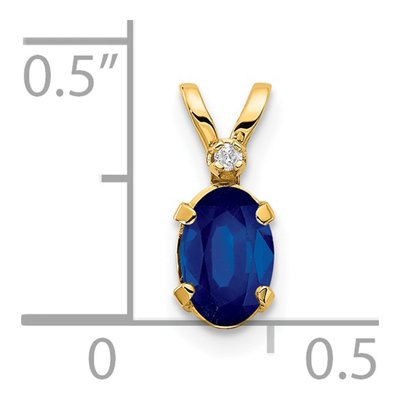 14K Yellow Gold Sapphire & Diamond Birthstone Pendant – view 3