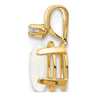 14K Yellow Gold Opal & Diamond October Pendant – view 2