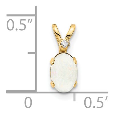 14K Yellow Gold Opal & Diamond October Pendant – view 3