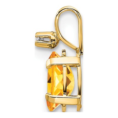 14K Yellow Gold Citrine & Diamond Oval November Birthstone Pendant – view 2