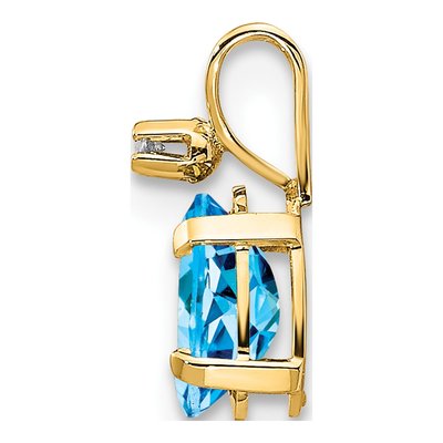 14K Yellow Gold Swiss Blue Topaz & Diamond December Birthstone Pendant – view 2