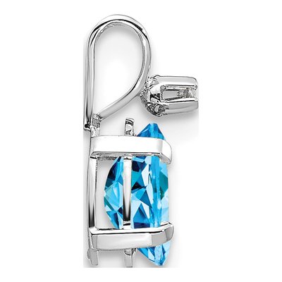 14K White Gold Swiss Blue Topaz & Diamond December Pendant – view 2