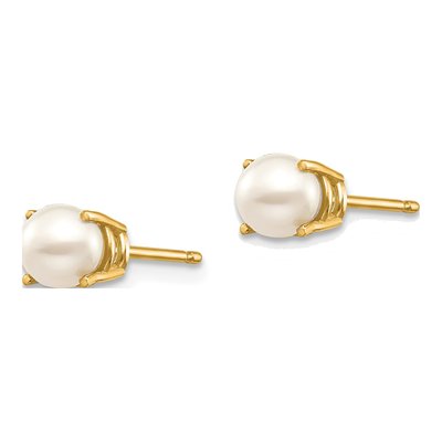 14K Yellow Gold 4.5mm Near Round Freshwater Cultured Pearl Stud Earrings – view 2