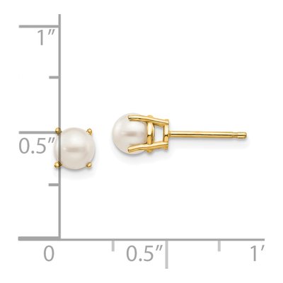 14K Yellow Gold 4.5mm Near Round Freshwater Cultured Pearl Stud Earrings – view 4