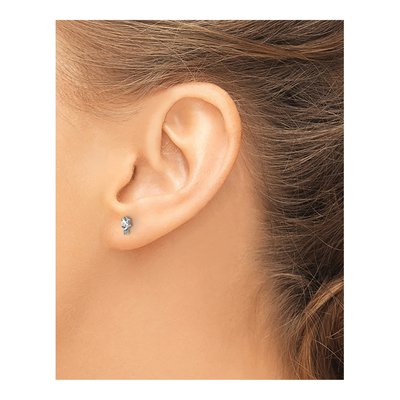 14K White Gold Oval White Topaz & Diamond Stud Earrings – view 3