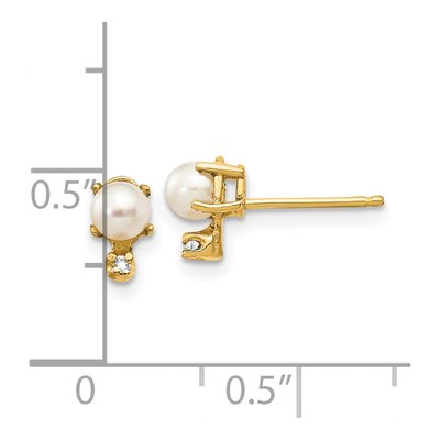 14K Gold June Pearl & Diamond Birthstone Earrings – view 4