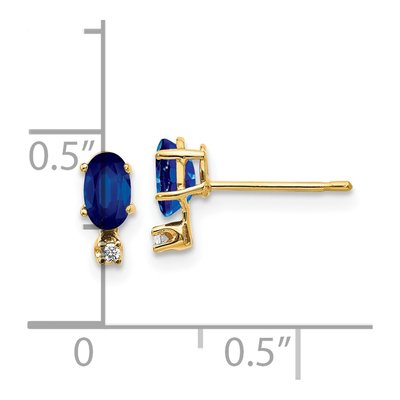 14K Yellow Gold Oval Sapphire & Diamond Birthstone Stud Earrings – view 5