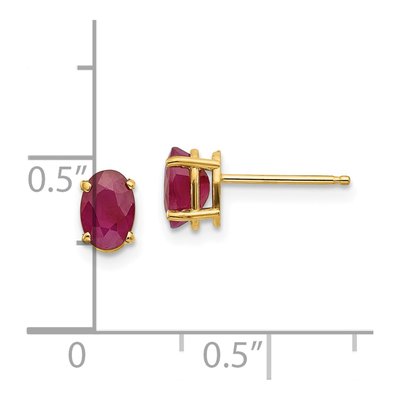 14K Yellow Gold Ruby Oval Stud Earrings – view 4