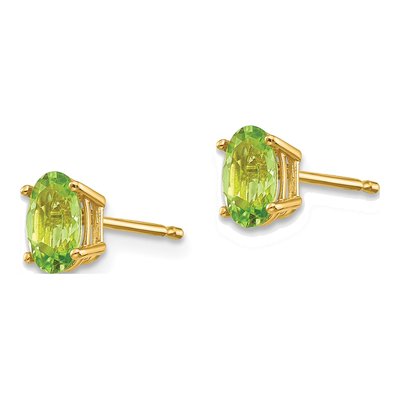 14K Yellow Gold Peridot Oval Stud Earrings – view 2