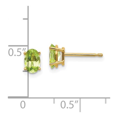 14K Yellow Gold Peridot Oval Stud Earrings – view 4