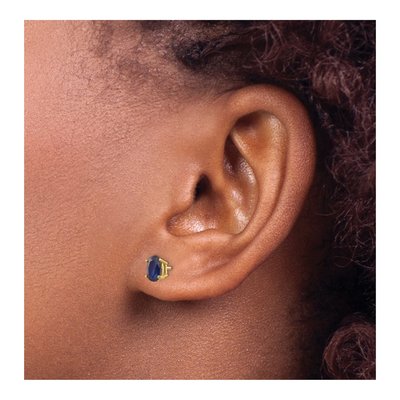 14K Yellow Gold Sapphire Oval Stud Earrings – view 3
