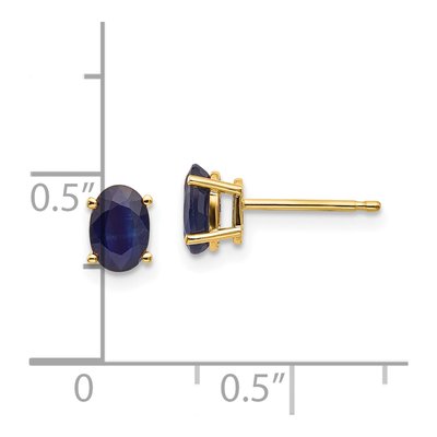 14K Yellow Gold Sapphire Oval Stud Earrings – view 4