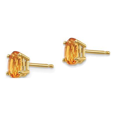 14K Yellow Gold Citrine Oval Stud Earrings – view 3