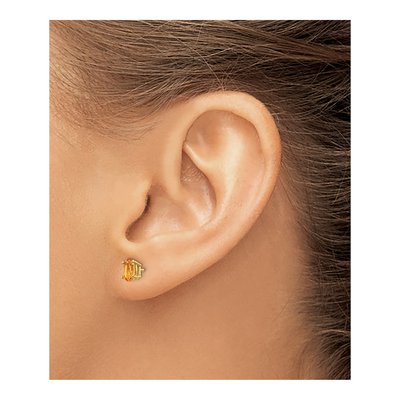 14K Yellow Gold Citrine Oval Stud Earrings – view 4