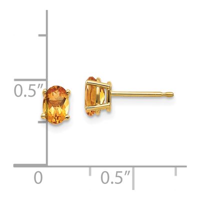 14K Yellow Gold Citrine Oval Stud Earrings – view 5