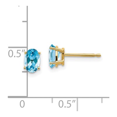 14K Yellow Gold Swiss Blue Topaz Oval Stud Earrings – view 4