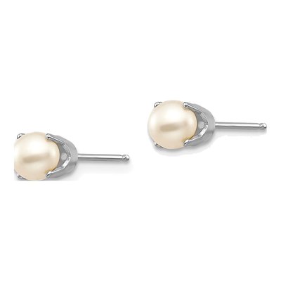 14K White Gold 4.5mm Near Round Freshwater Cultured Pearl Stud Earrings – view 2