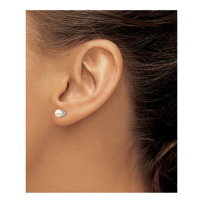 14K White Gold 4.5mm Near Round Freshwater Cultured Pearl Stud Earrings – view 3