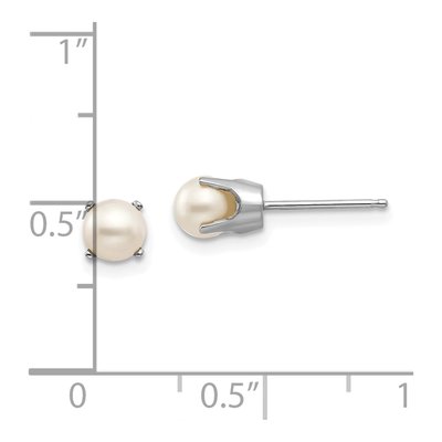 14K White Gold 4.5mm Near Round Freshwater Cultured Pearl Stud Earrings – view 4