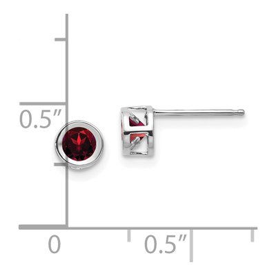 14K White Gold 4mm Round Garnet Bezel Stud Earrings – view 4