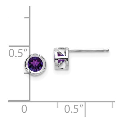 14K White Gold 4mm Round Amethyst Bezel Stud Earrings – view 4