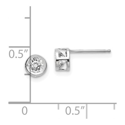 14K White Gold 4mm Round White Topaz Bezel Stud Earrings – view 4