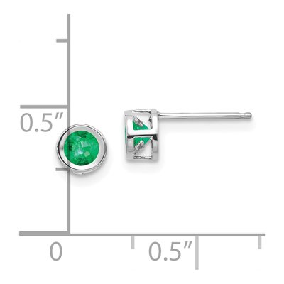 14K White Gold 4mm Round Emerald May Birthstone Stud Earrings – view 4