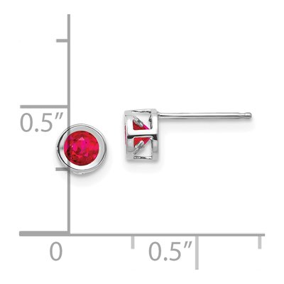 14K White Gold 4mm Round Ruby Bezel Stud Earrings – view 4