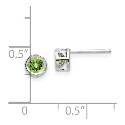14K White Gold 4mm Round Peridot Bezel Stud Earrings – view 4
