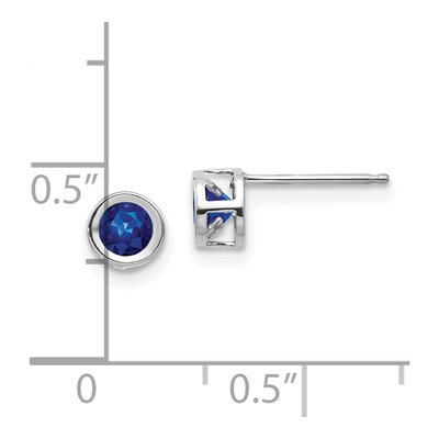 14K White Gold 4mm Round Sapphire September Bezel Stud Earrings – view 4