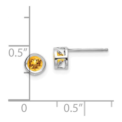 14K White Gold 4mm Round Citrine Bezel Stud Earrings – view 4