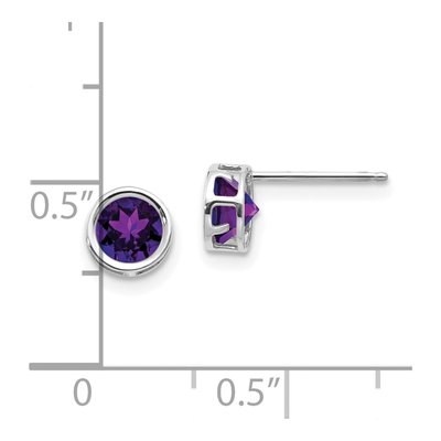 14K White Gold 5mm Round Amethyst Bezel Stud Earrings – view 4