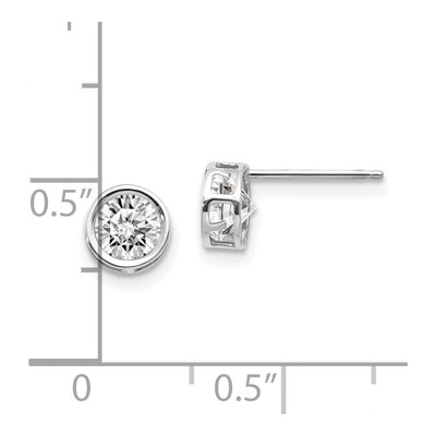 14K White Gold 5mm Round White Topaz Bezel Stud Earrings – view 4