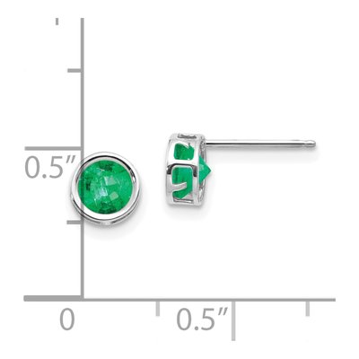 14K White Gold 5mm Round Emerald Bezel Stud Earrings – view 4