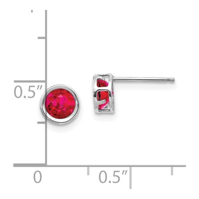 14K White Gold 5mm Round Ruby Bezel Stud Earrings – view 4
