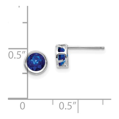 14K White Gold 5mm Round Sapphire Bezel Stud Earrings – view 4