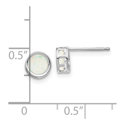 14K White Gold Genuine Opal October Birthstone Studs – view 4