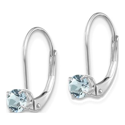 14K White Gold Aquamarine Leverback Earrings – view 3