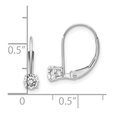 14K White Gold White Topaz April Birthstone Leverback Earrings – view 4