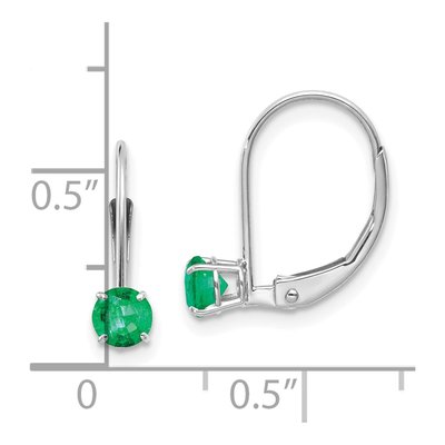 14K White Gold Emerald Leverback Earrings – view 4