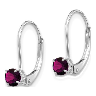 14K White Gold Rhodolite Garnet Leverback Earrings – view 2