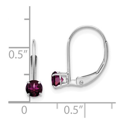 14K White Gold Rhodolite Garnet Leverback Earrings – view 4