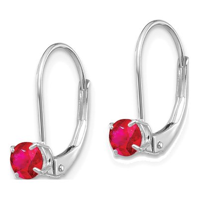 14K White Gold Ruby Leverback Earrings – view 2