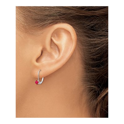 14K White Gold Ruby Leverback Earrings – view 3