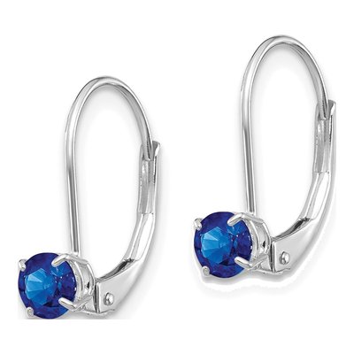 14K White Gold Sapphire Leverback Earrings – view 2