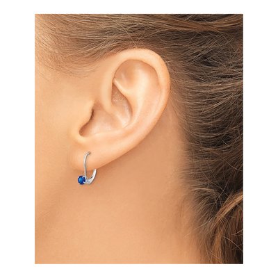 14K White Gold Sapphire Leverback Earrings – view 3