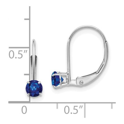 14K White Gold Sapphire Leverback Earrings – view 4