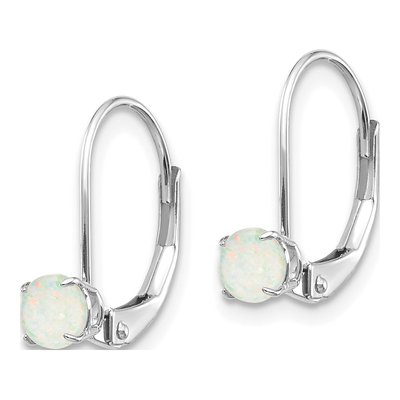 14K White Gold Opal Leverback Earrings – view 2