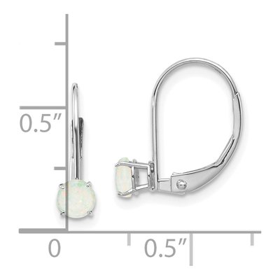14K White Gold Opal Leverback Earrings – view 4